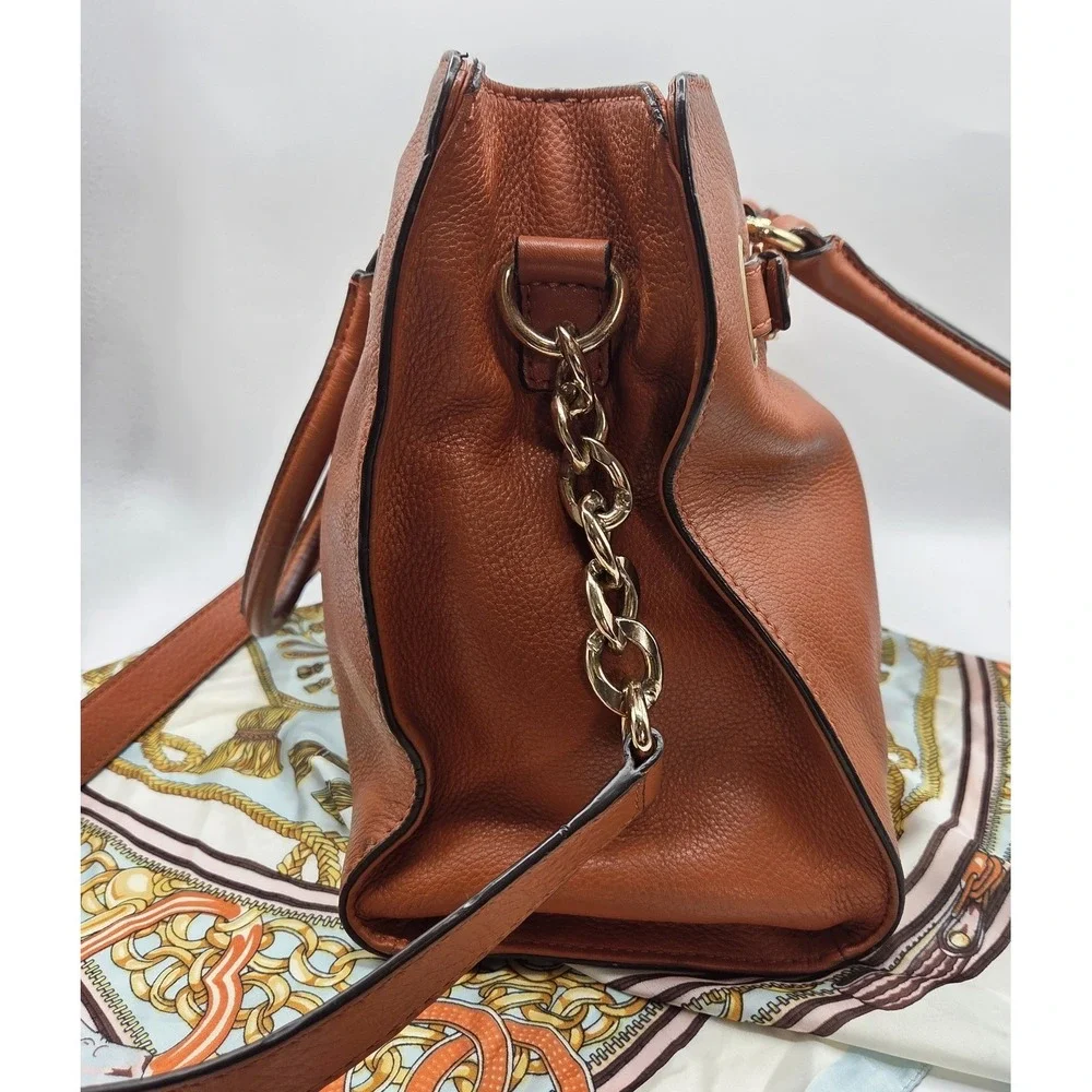 Michael Kors Cognac Leather Tote Large Satchel Shoulder Bag Quiet Luxury